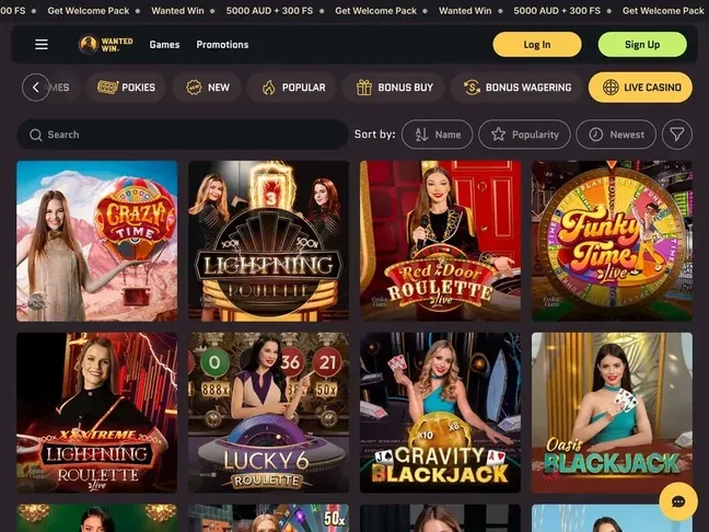 WantedWin Live Casino